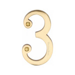 Heritage Brass Numeral 3 -  Face Fix 76mm  – Slimline font